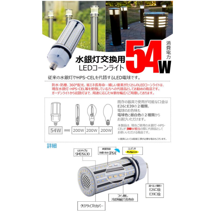 Beamtec LED 水銀ランプ 200W 相当 E26 E39 防水 密閉型器具対応 