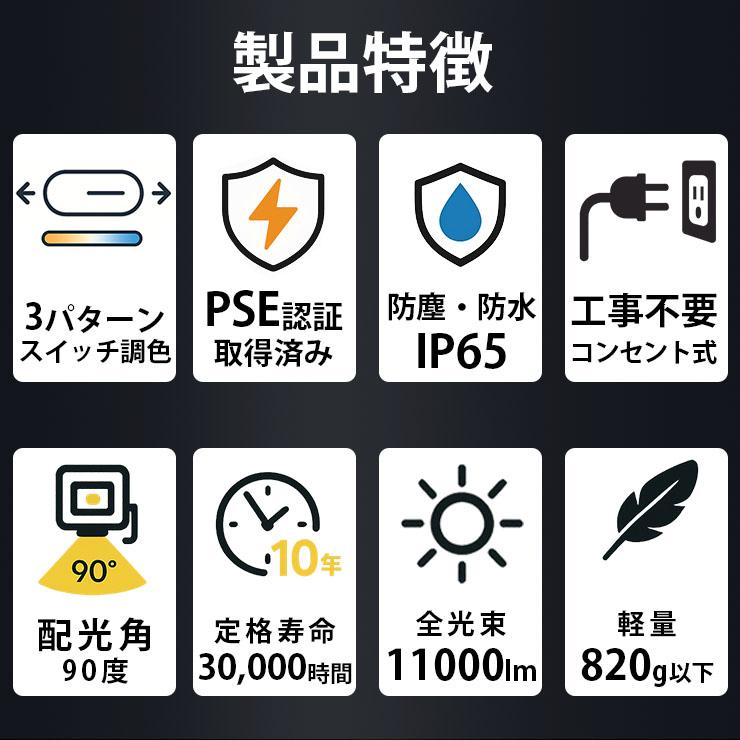 LED投光器 電球色 昼白色 昼光色 黒 白 100W IP65 屋内 屋外 防塵 耐塵 防水 LEW100DOUII ビームテック | Beamtec | 05