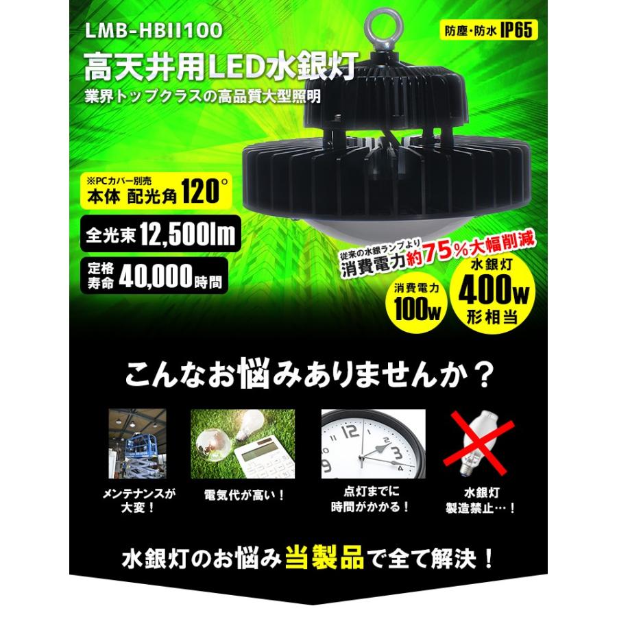 LED水銀灯　投光器　400W　昼光色　12500lm　高天井用　防水　IP65　水銀灯代替　施設照明　工場　倉庫　作業灯