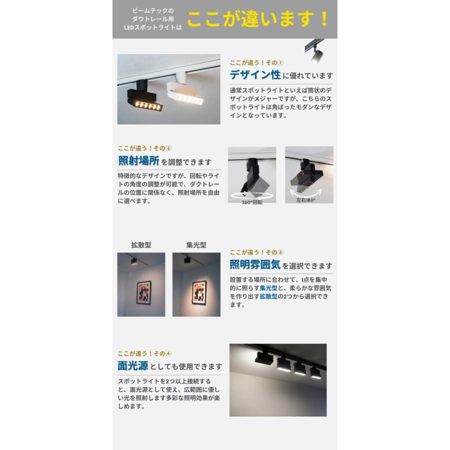 ダクトレール取付専用 LED一体型 ダクトレール スポットライト 照明 ライト レールライト LED電球付き 6W 電球色 工事不要 黒 白 TRRT-SPOT-6 TRRT-FLOOD-6｜beamtec｜02