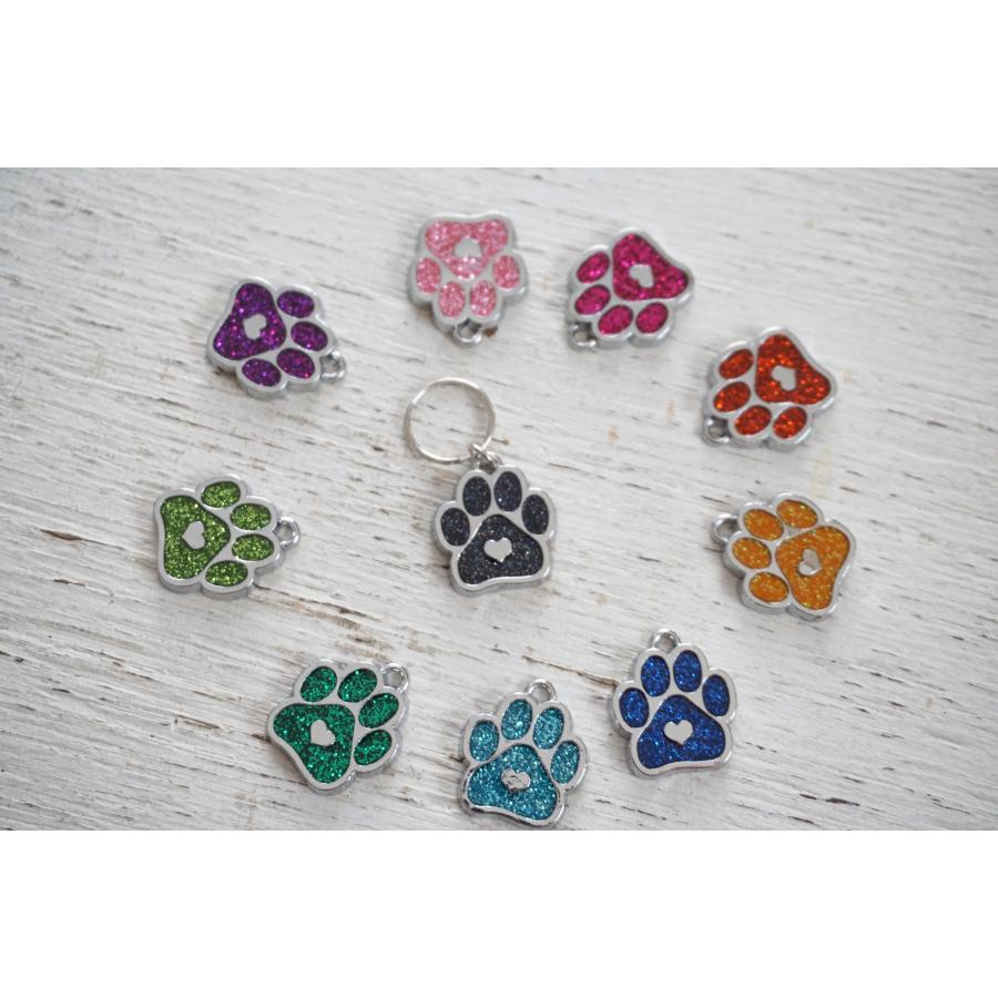 チャーム 犬 猫 ネコ 肉球ラメ（全10色） 二重カン 首輪 ワン