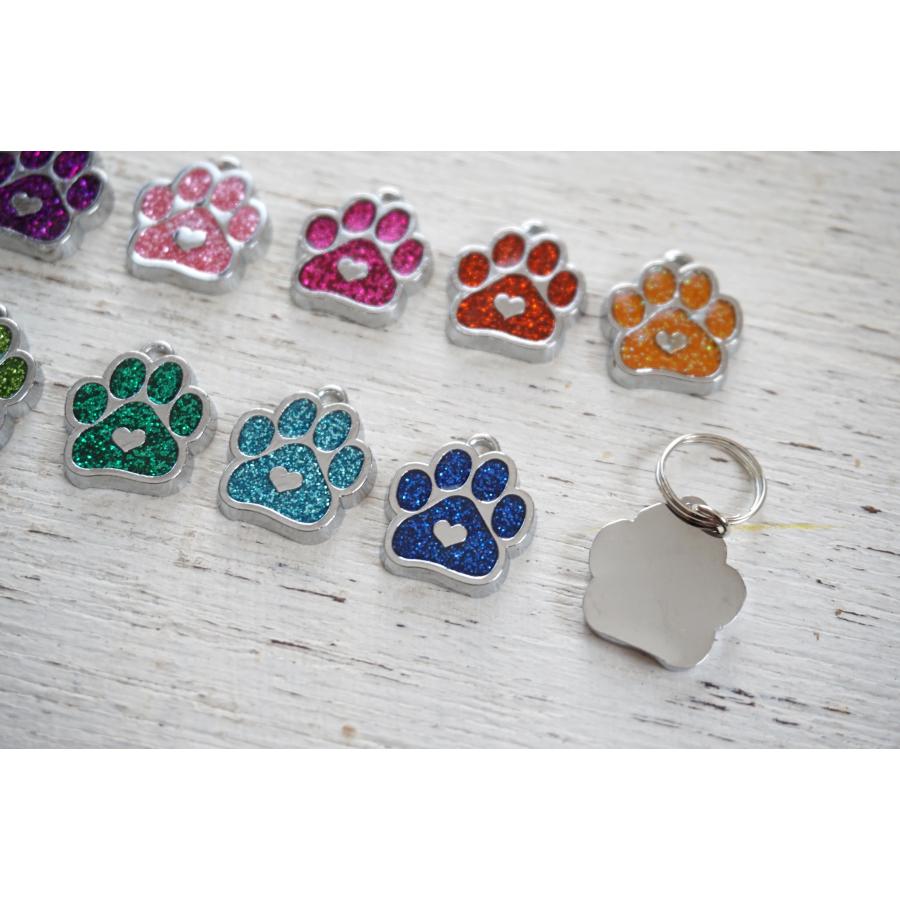 チャーム 犬 猫 ネコ 肉球ラメ（全10色） 二重カン 首輪 ワン