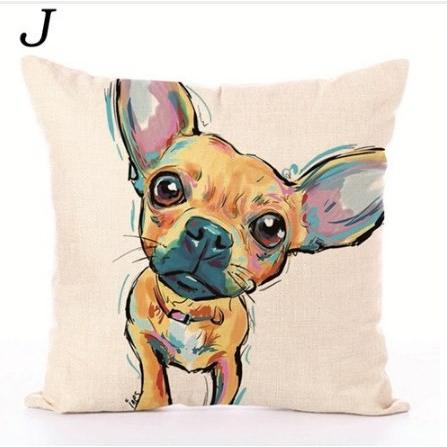 カラフルな犬柄がかわいいクッションカバー 輸入雑貨 麻混 犬 ダックス チワワ マルチーズ トイプードル シュナウザー ボストンテリア 再入荷 パグ Cushion Cover Beans Factory Yahoo 店 通販 Yahoo ショッピング