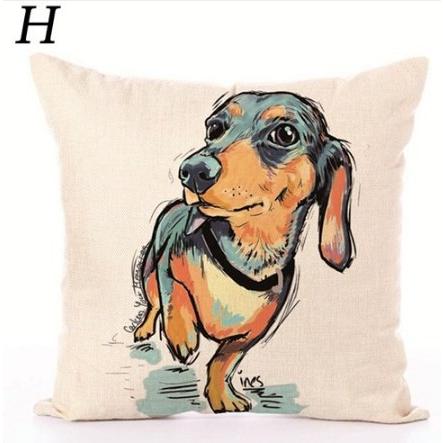 カラフルな犬柄がかわいいクッションカバー 輸入雑貨 麻混 犬 ダックス チワワ マルチーズ トイプードル シュナウザー ボストンテリア 再入荷 パグ Cushion Cover Beans Factory Yahoo 店 通販 Yahoo ショッピング