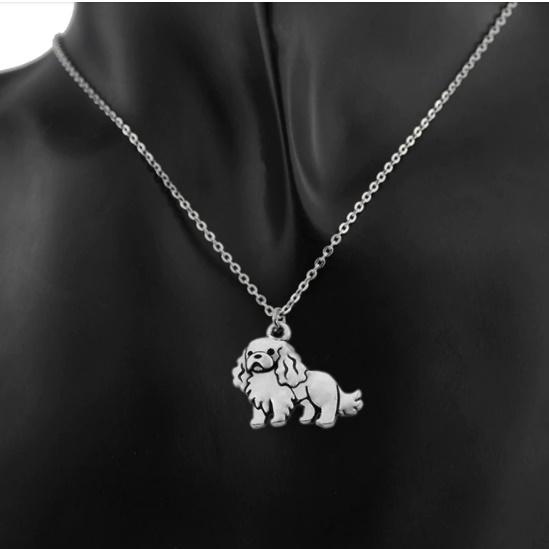犬型・犬柄のネックレス シンプル シルバー 輸入雑貨 アクセサリー 犬 