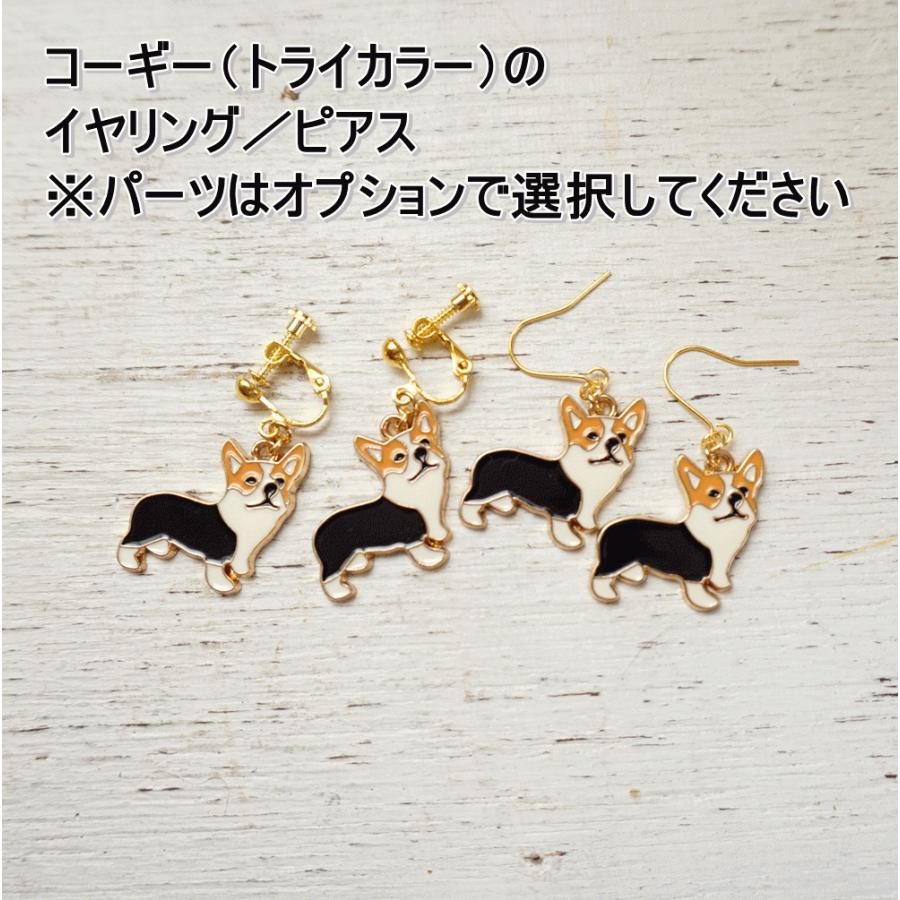 コーギー（ホワイト＆レッド、トライカラー）のピアス かわいい