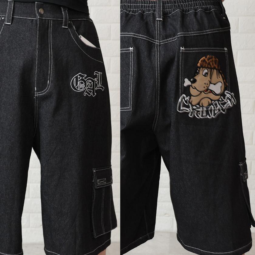 ガルフィー　ブラックデニム　ハーフパンツ GALFY（ガルフィー） ショートパンツ ウェッサイ バギーパンツ 短パン