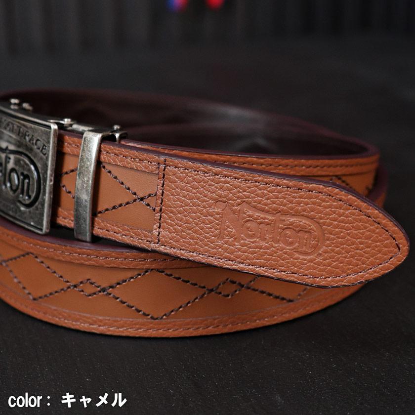 Norton ノートン ベルト レザー 本革 日本製 ロゴ ホールレス