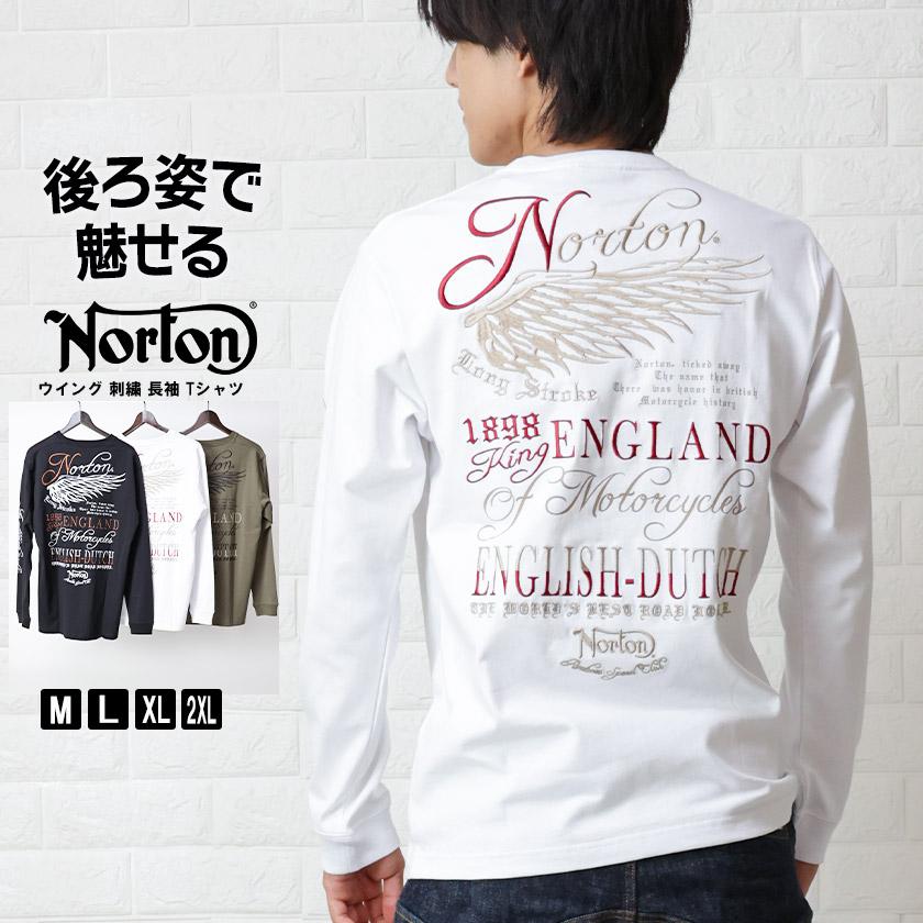 Norton ノートン ロンt ウイング 刺繍 Tシャツ トップス 長袖tシャツ