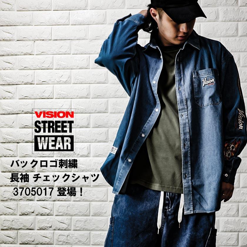 VIOLA VISION street wear ヴィジョン 袖 刺繍 デニムシャツ VIOLA VISION street wear ヴィジョン 袖 刺繍 デニムシャツ