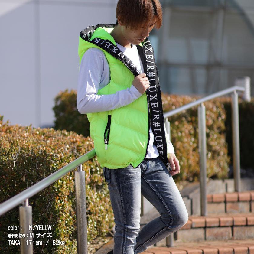 超可爱 ロゴ刺繍 Luxe R ラグジュ フード 449 ネオンカラー 刺繍 ロゴ 防寒 蛍光 中綿 ベスト 中綿ベスト その他トップス サイズ M Www Gatorheatandair Com