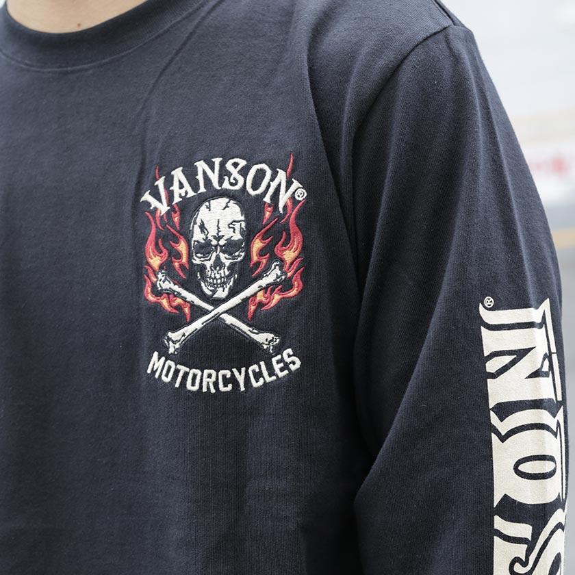 VANSON メンズ ロンT ファイヤースカルnvlt-2219 (バンソン)｜beans-webshop｜05