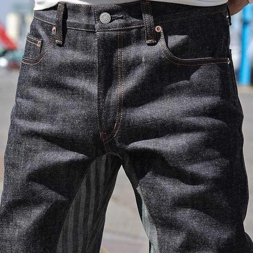 児島ジーンズ モンキーコンボ デニムパンツ ヘリンボーン 切替 メンズ