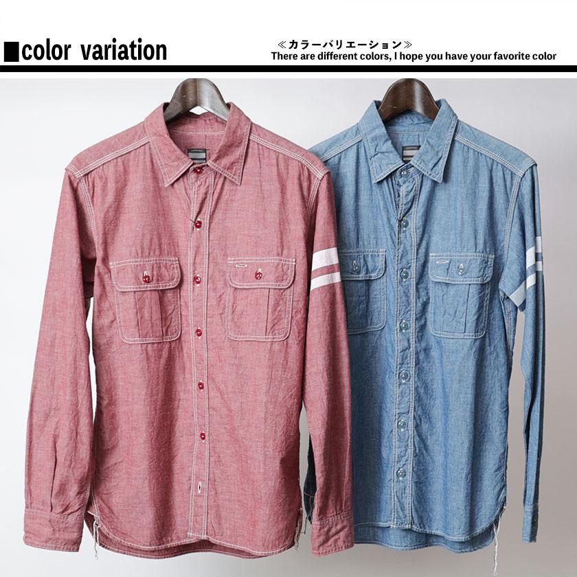 桃太郎ジーンズ（MOMOTARO JEANS） 長袖 シャツ シャンブレー ワーク
