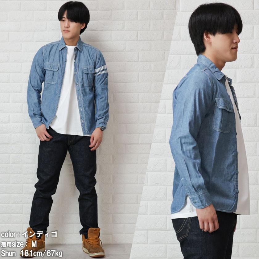 桃太郎ジーンズ（MOMOTARO JEANS） 長袖 シャツ シャンブレー ワーク