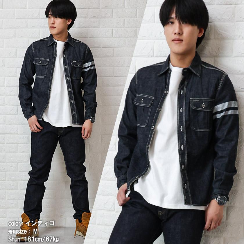 【美品】桃太郎ジーンズ　出陣ワークシャツ 桃太郎ジーンズ（MOMOTARO JEANS） 長袖 シャツ ワーク アメカジ 出陣