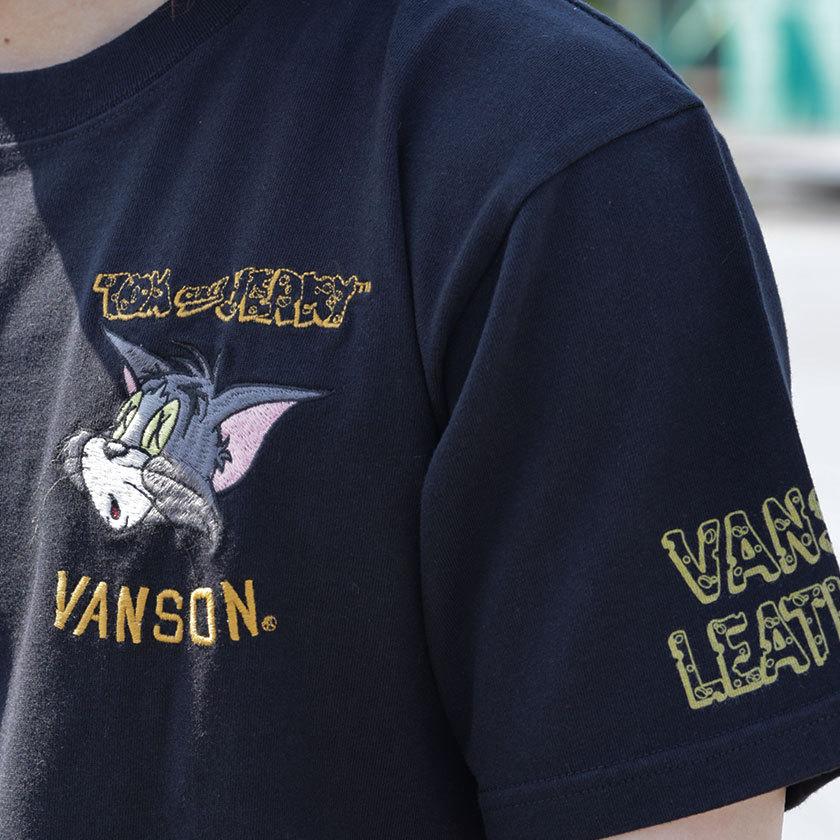 VANSON x TOM&JERRY (バンソン トムとジェリー コラボ) チーズロゴ 半袖 Tシャツ 男女兼用 オシャレ カワイイ ブラック 黒 M L XL LL 2L ３L 2XL tjv-2220｜beans-webshop｜05