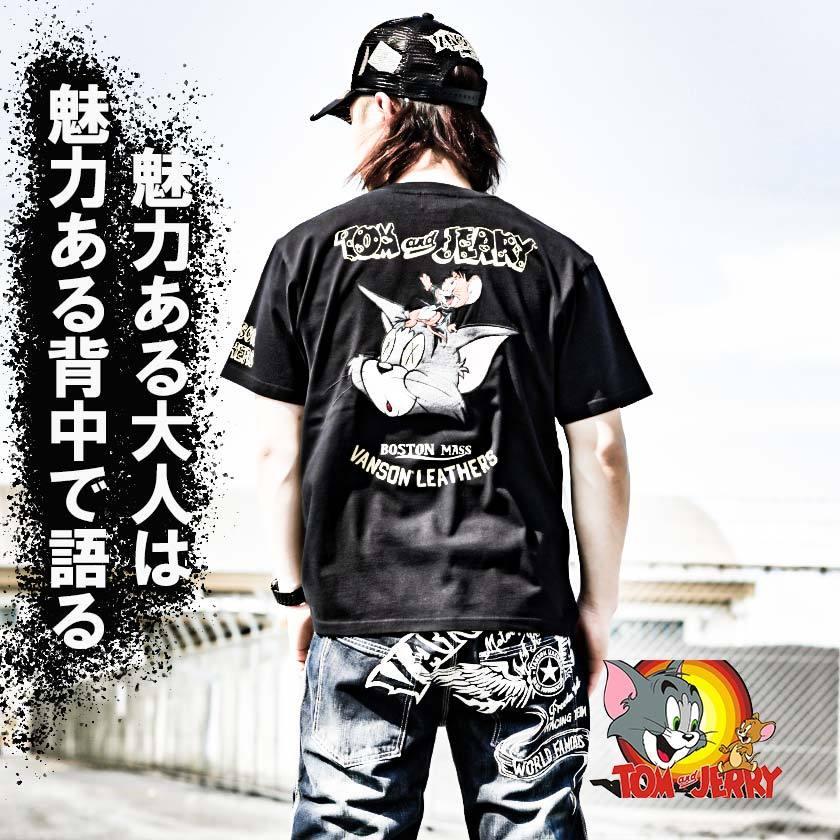 VANSON x TOM&JERRY (バンソン トムとジェリー コラボ) チーズロゴ 半袖 Tシャツ 男女兼用 オシャレ カワイイ ブラック 黒 M L XL LL 2L ３L 2XL tjv-2220｜beans-webshop｜08