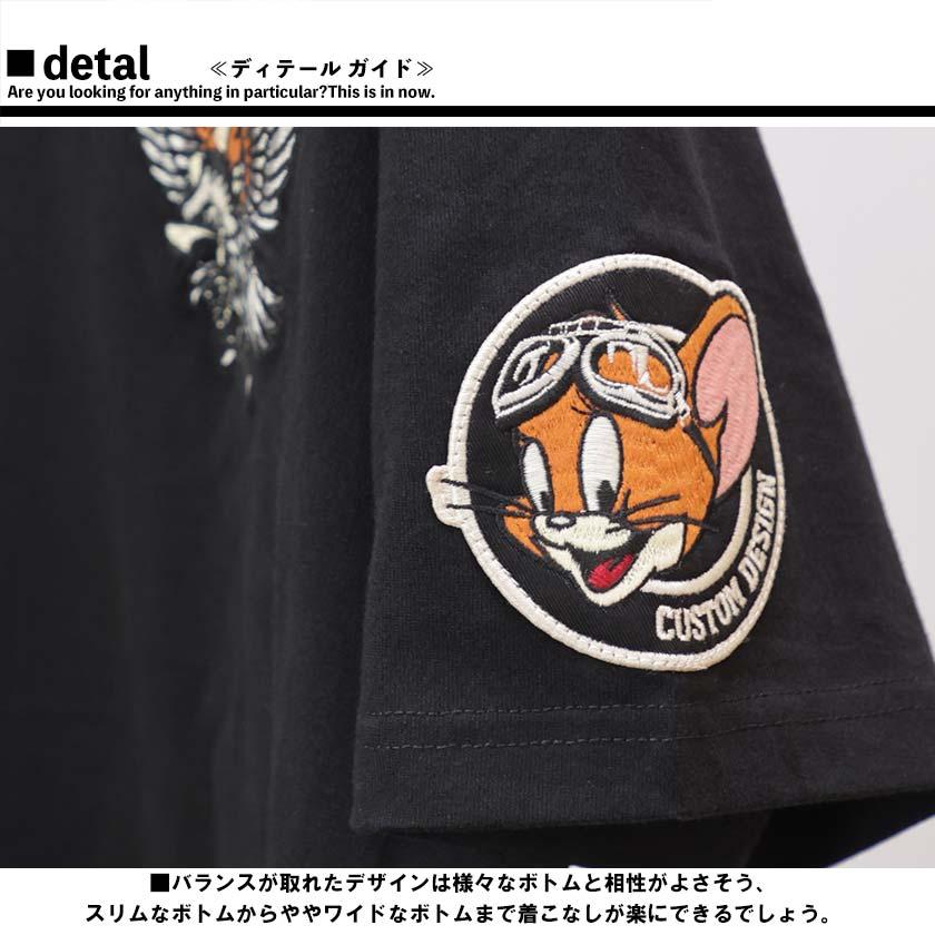 VANSON x TOM&JERRY (バンソン トムとジェリー コラボ) ジェリー イーグル 半袖 Tシャツ 綿100% 男女兼用 カワイイ 黒 M L XL LL 2L ３L 2XL tjv-2226｜beans-webshop｜14