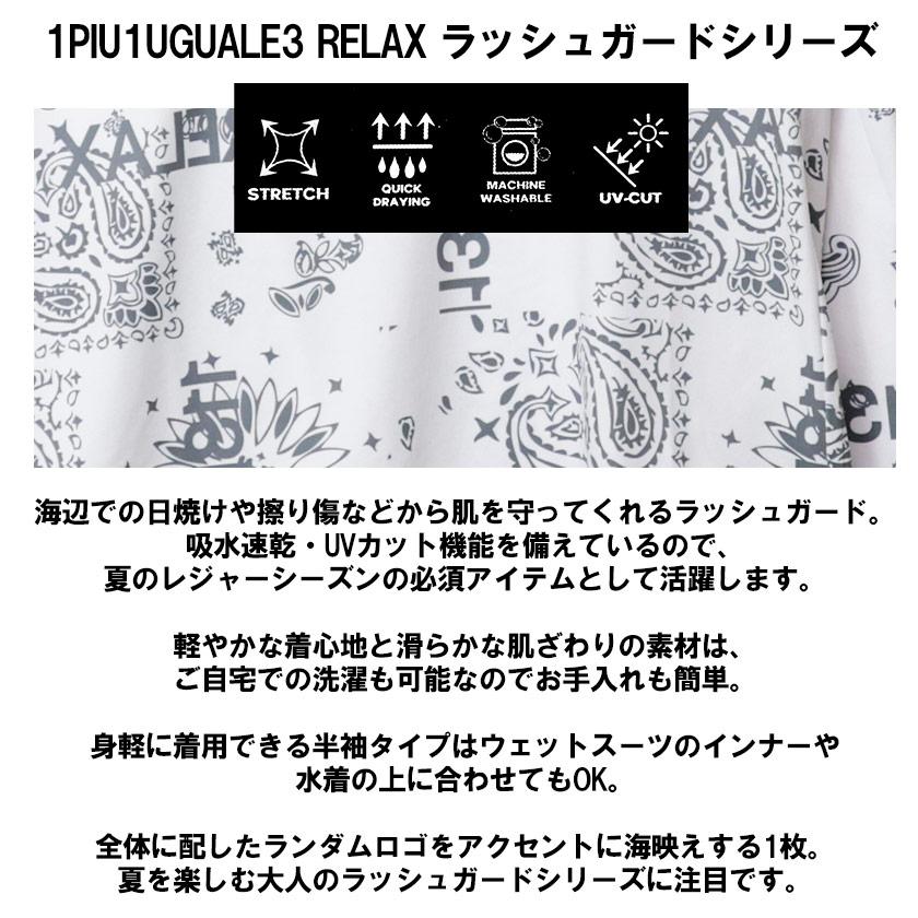 1PIU1UGUALE3 RELAX 長袖Tシャツ メンズ ラッシュガード ペイズリー柄 ロンT ウノピュウノウグァーレトレ リラックス ust-23029｜beans-webshop｜03