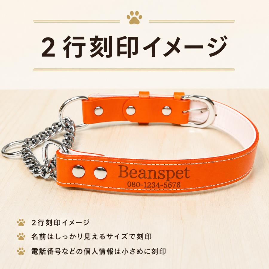 名入れ無料 日本製 本革ハーフチョーク首輪 小型犬〜大型犬対応 しつけ