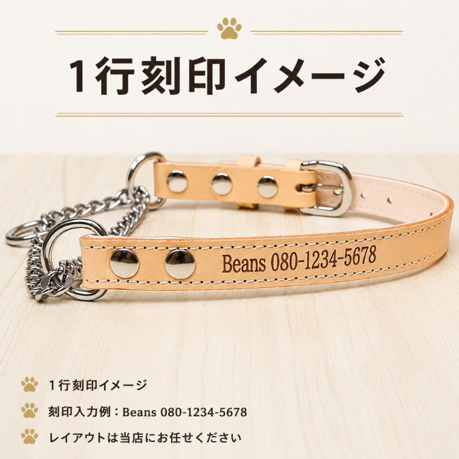 名入れ無料 日本製 本革ハーフチョーク首輪 小型犬〜大型犬対応 しつけ