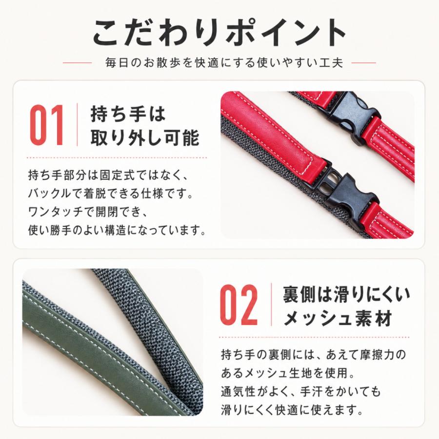 犬用リード マイクロファイバーレザー 2層構造 360度回転ナスカン 小型