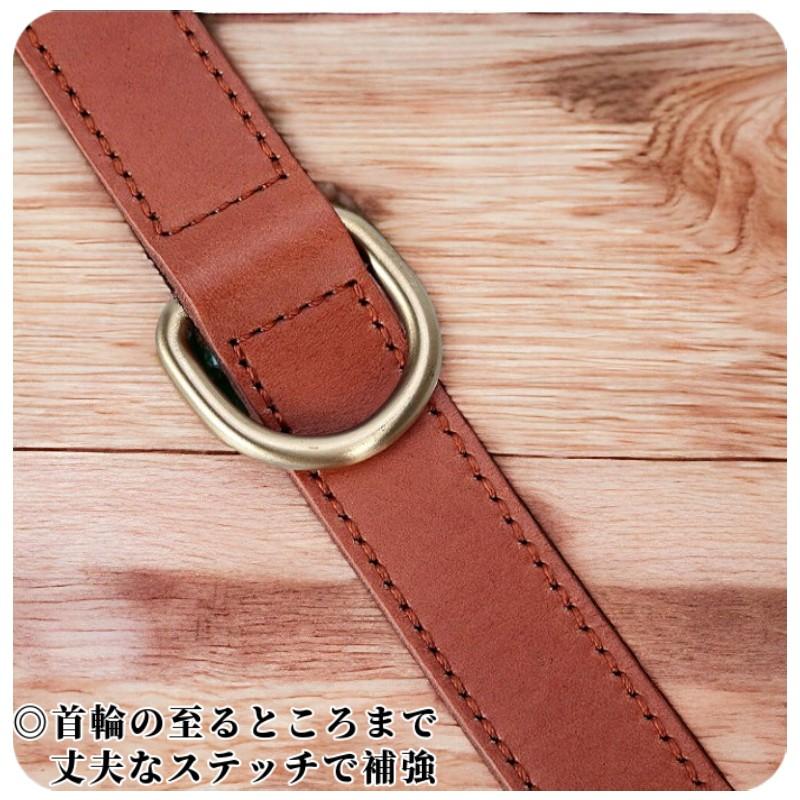 名入れ無料 犬用 本革首輪 厚手レザー 首回り調整可能 ベルトタイプ 小型犬 中型犬 大型犬対応 迷子札リング付き 牛革製 おしゃれカラー 5サイズ展開 丈夫 |  | 14