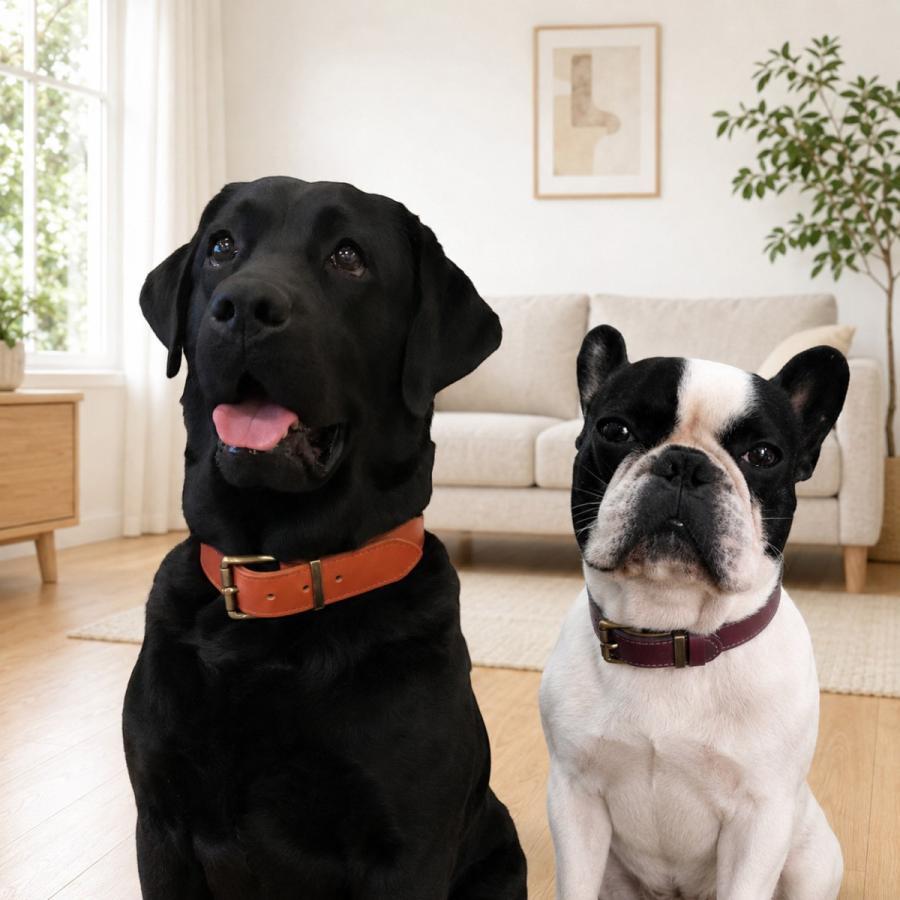 【CDO-SLHS20CBL〈BK〉】犬の首輪〈サイズ「M」〉牛革　人気 名入れ無料 犬用 本革首輪 厚手レザー 首回り調整可能 ベルトタイプ