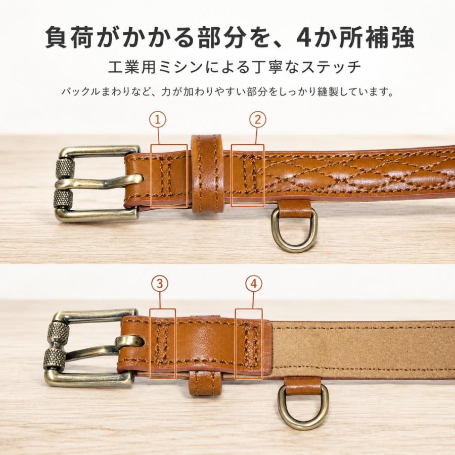 犬用首輪 本革 牛革 キルティング ベルトタイプ スエード裏地 小型犬