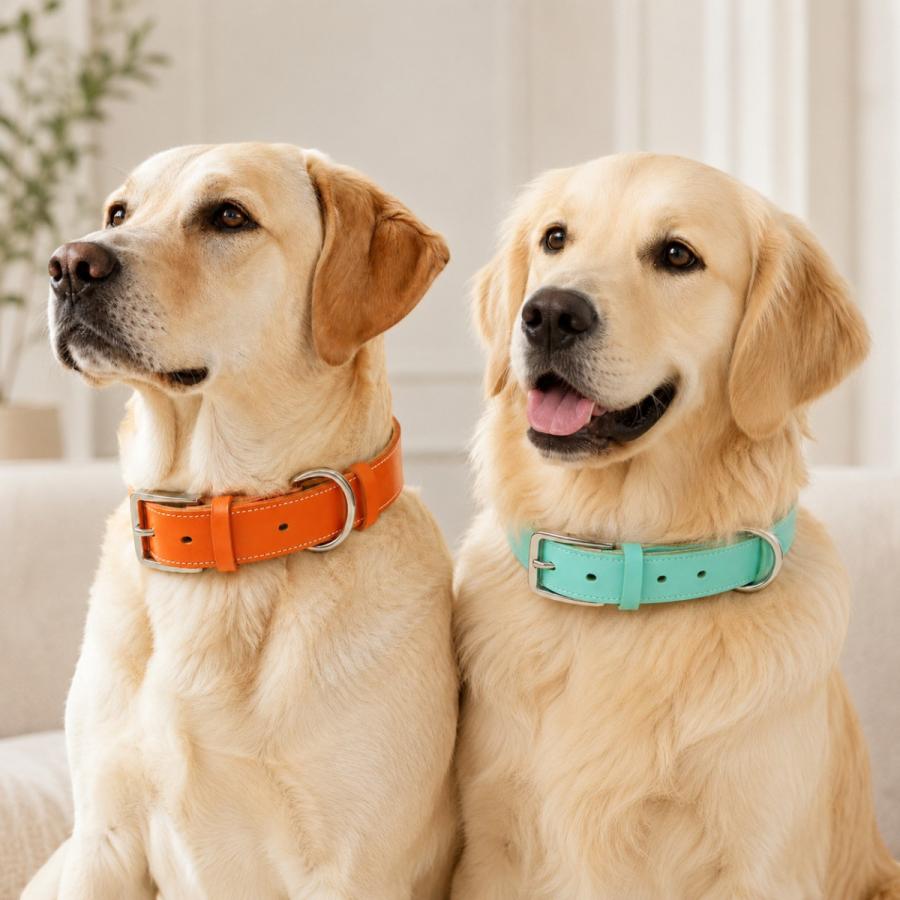 犬用首輪 本革 牛革 名入れ対応 幅広3.5cm ステンレスバックル 日本製