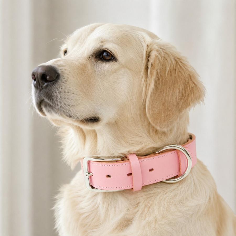 犬用首輪 本革 牛革 名入れ対応 幅広3.5cm ステンレスバックル 日本製