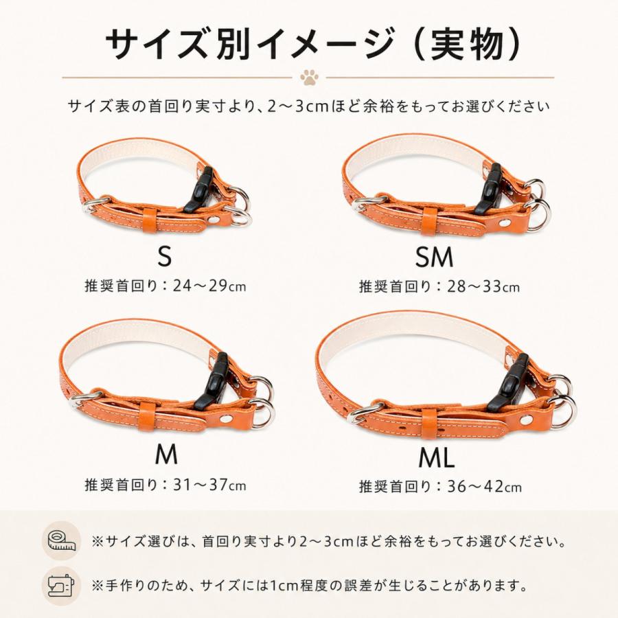 犬用首輪 本革 牛革 名入れ対応 ワンタッチ ダブルリング 2重ロック