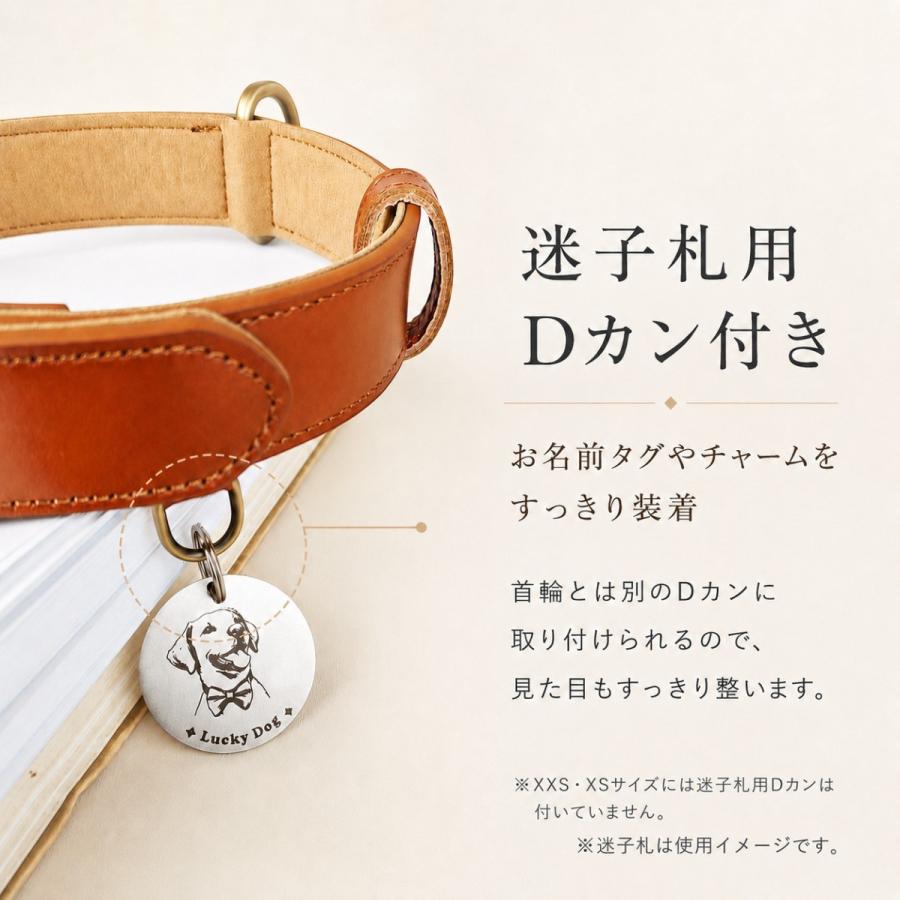 名入れ無料 本革 犬用首輪 XS〜XLサイズ対応 軽量設計で小型犬から大型