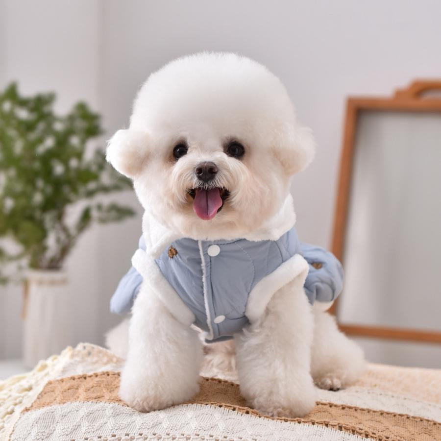 犬服 ワンピース 秋冬 裏起毛 星刺繍 リボン 前開き 小型犬 中型犬 S