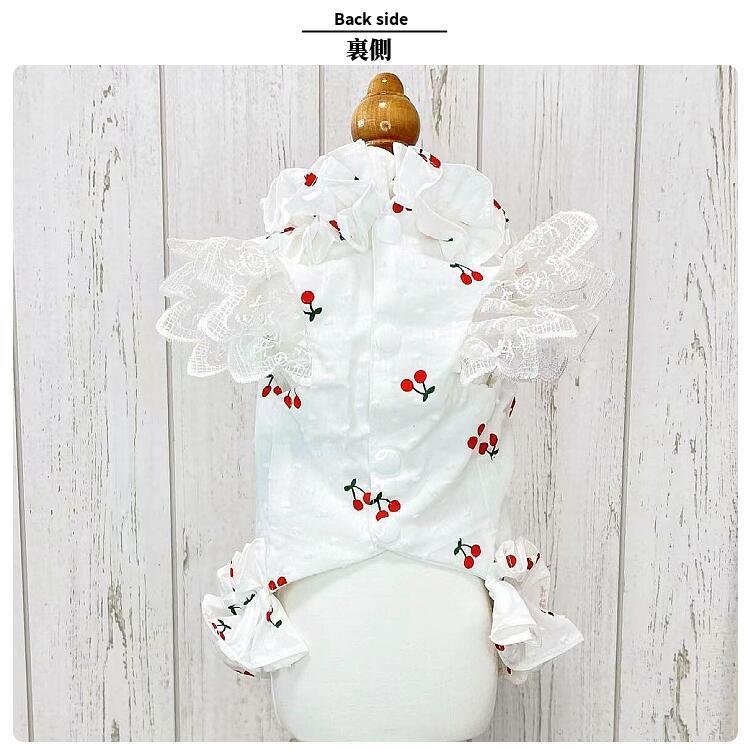 20%OFFクーポン対象 犬ワンピース 綿100% チェリー柄 犬服 ブランド