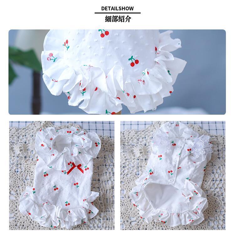犬服 ワンピース 春夏 チェリー柄 綿100% 小型犬 中型犬 S M L XL XXL