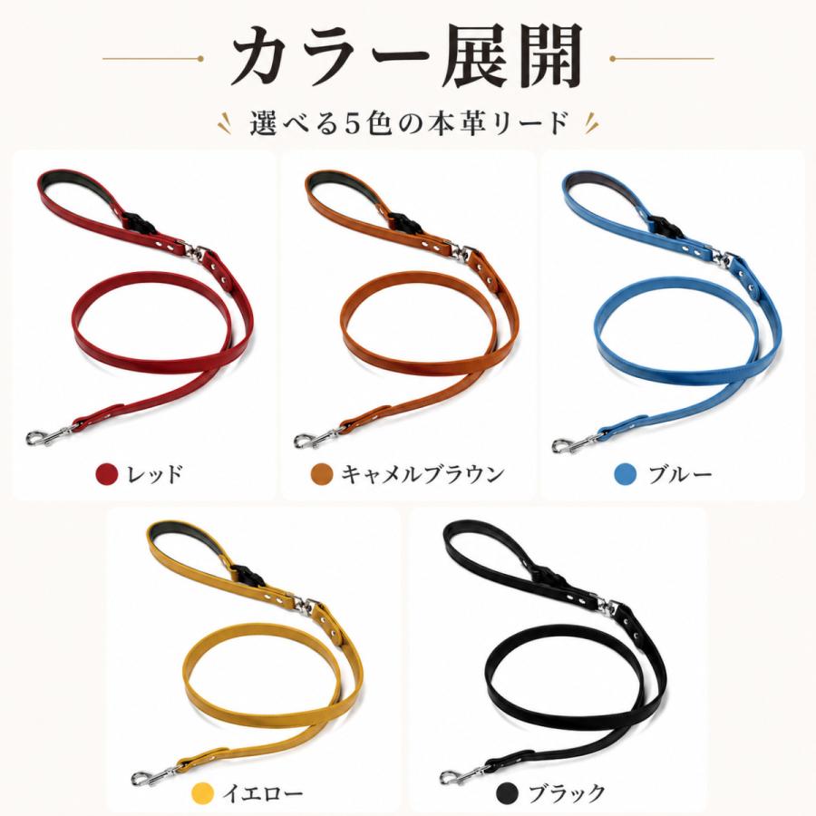 本革ペットリード 犬リード 回転金具 持ち手取り外し可能 カフェスタイル 5色展開 小型犬 中型犬 大型犬用 |  | 07