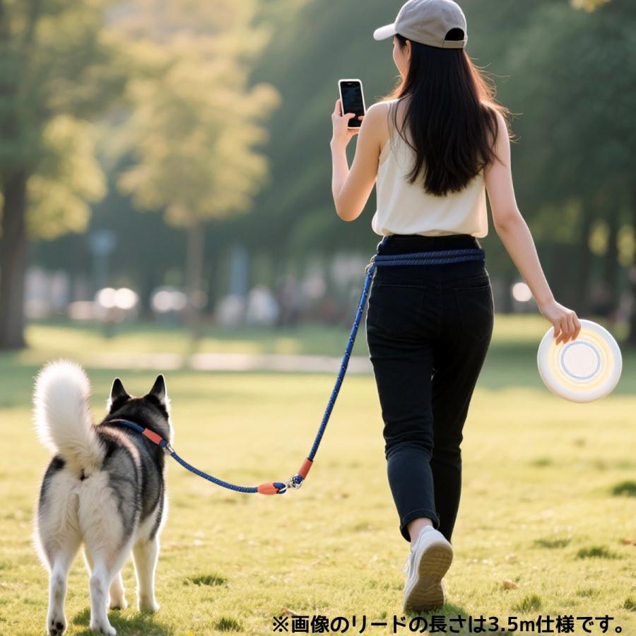 新発売 犬用リード 3WAY ショルダーリード ハンズフリー 腰掛け 肩掛け 手持ち対応 ナイロン製 長さ2.5m 3.5m 5.5m 太さ6mm 8mm 小型犬 中型犬 大型犬 散歩用 |  | 16