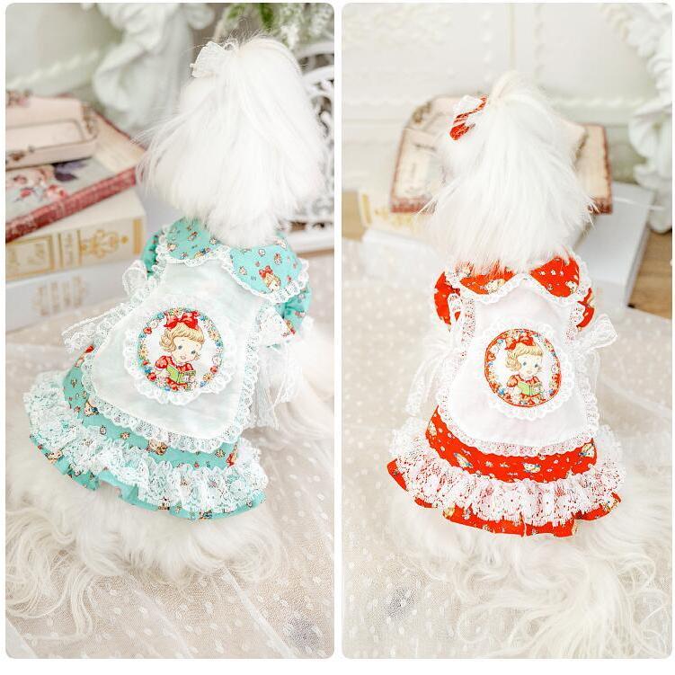 ハンドメイド犬服　ナチュラルカラーのエプロンドレス★袖付可能 ハンドメイド犬服 ナチュラルカラーのエプロンドレス☆袖付可能