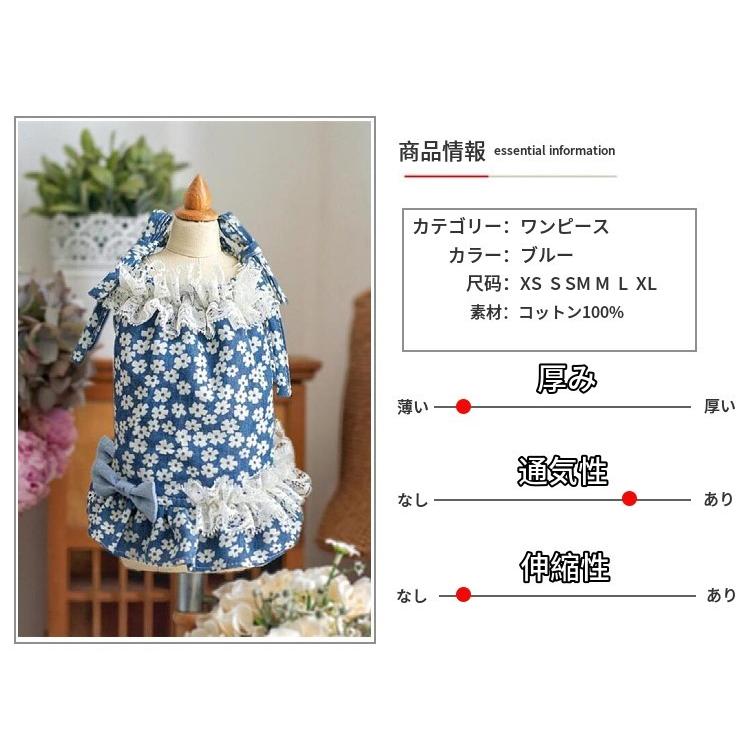20%OFFクーポン対象 犬 ワンピース リボン付き ブルー 花柄 ブランド
