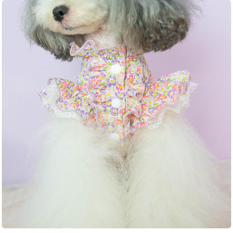 20%OFFクーポン対象 犬 ワンピース スタンド フリル フラワー ブランド