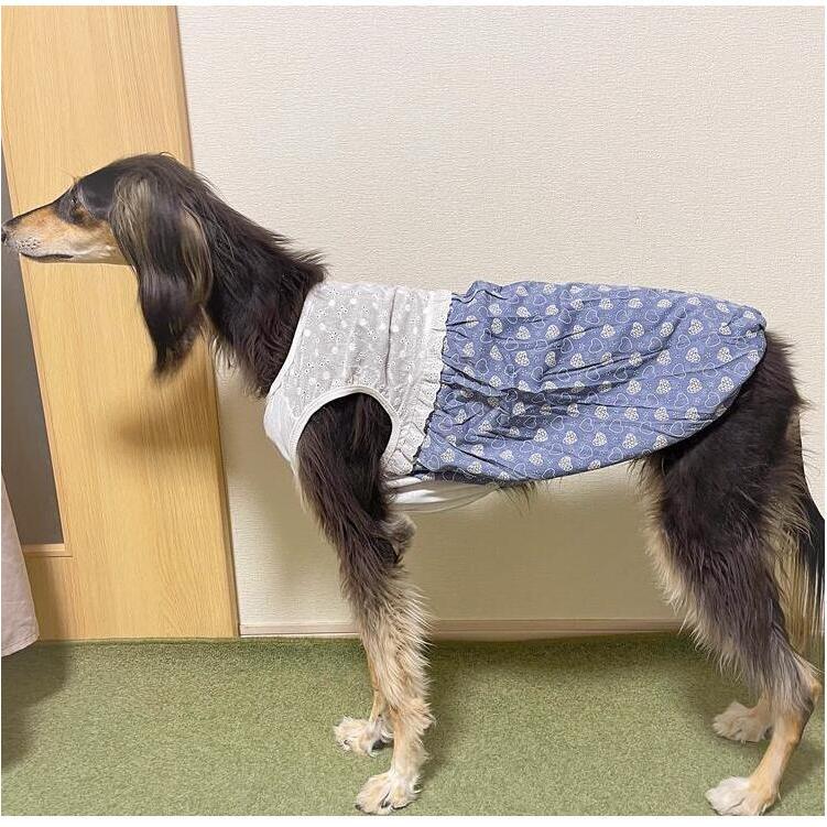 犬服 ワンピース 春夏 ハート柄 バルーンデザイン ポリエステル 3L 4L