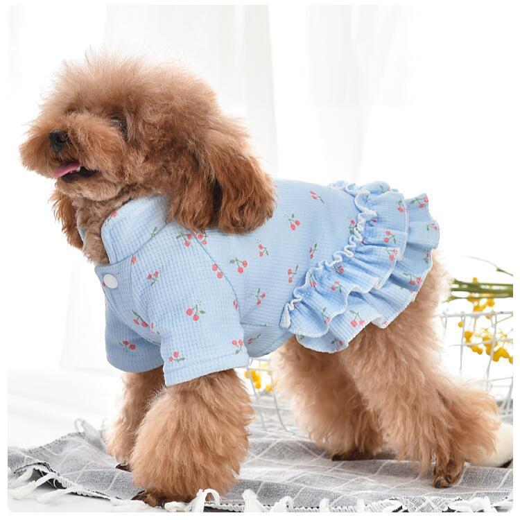 犬服 コート チェリー柄 フリル ワンピース 秋 冬 犬 服 ドッグウェア