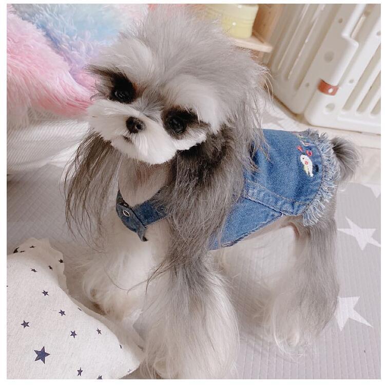 犬服 犬 服ワンピース チェリー 刺繍 デニム ブランド 犬の服 ドッグ
