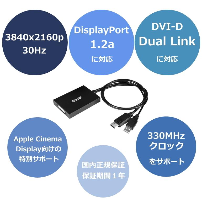 国内正規品 Club 3D DisplayPort to DVI-D DUAL LINK Active Adapter