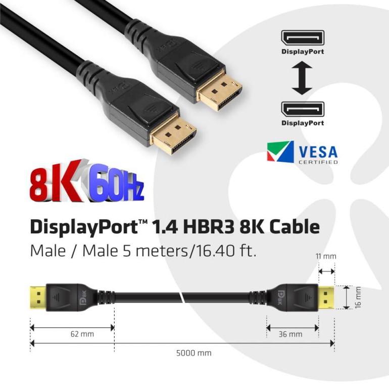 国内正規品 Club3D DisplayPort 1.4 HBR3 (High Bit Rate 3) 8K 60Hz Male/Male 5m 28AWG ディスプレイ ケーブル Cable (CAC-1061)｜bear-house2｜02