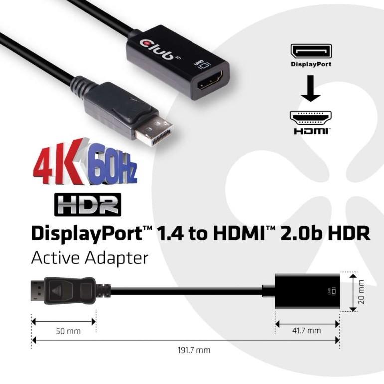 国内正規品 Club3D DisplayPort 1.4 to HDMI 2.0b HDR（ハイ
