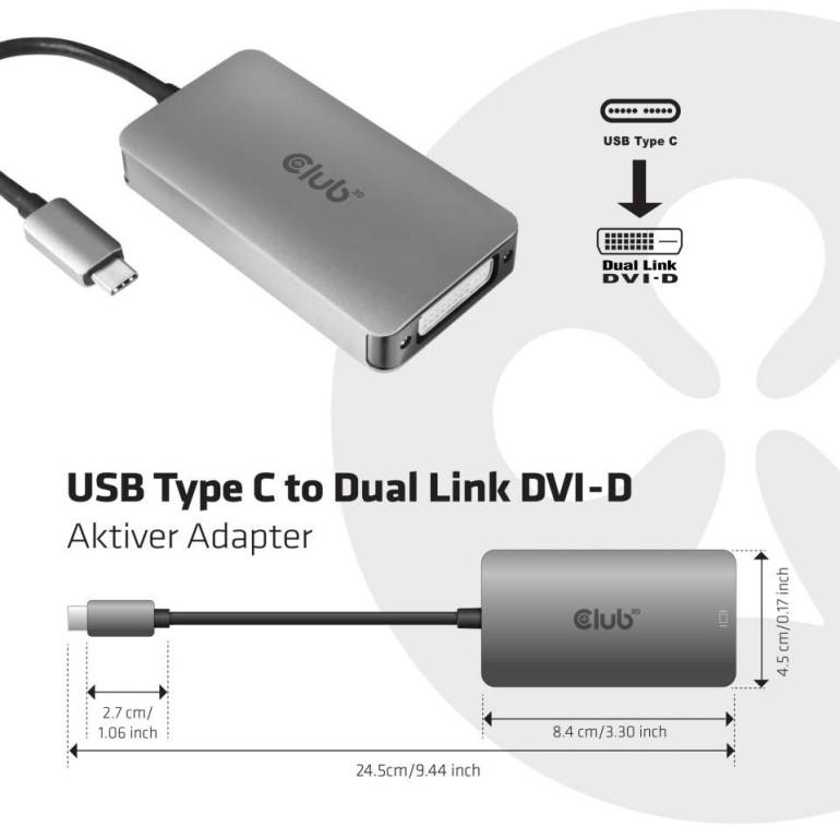 国内正規品 Club 3D USB Type C to DVI-D DUAL LINK Active Adapter 
