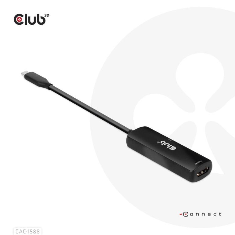 国内正規品 Club 3D USB Gen2 Type C to HDMI 8K60Hz or 4K120Hz HDR10+ DSC 1.2 PD3.0 対応 アクティブ アダプタ オス／メス (CAC-1588)の画像